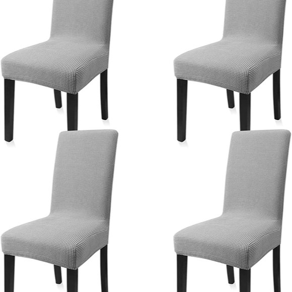 Dining Chair Covers Set of 4 Washable Stretch Slipcovers Medium Gray - Picture 2 of 7